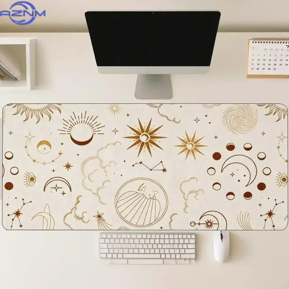 Celestial Sun Moon Star Large Extended Mouse Pad Non-Slip Desk Mat Waterproof Keyboard Mat Gaming Office Table Decor