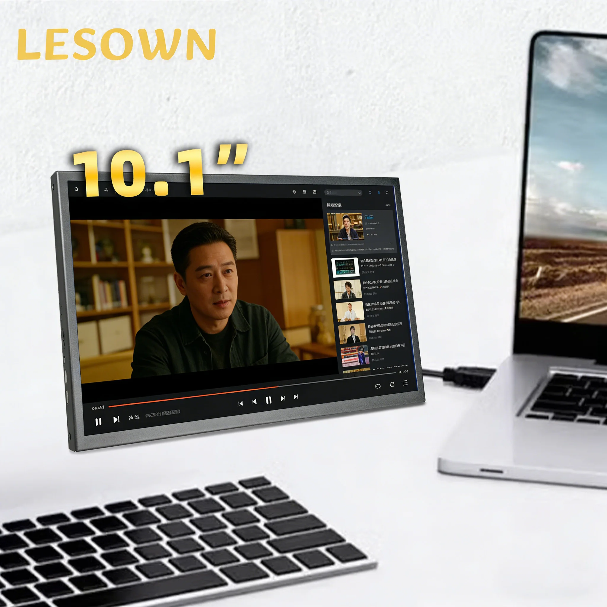 

LESOWN Secondary Screen 10.1 Inch 2560x1600 LCD USB C HDMI Small Monitor Portable Auxiliary Display for Laptop Video Playback