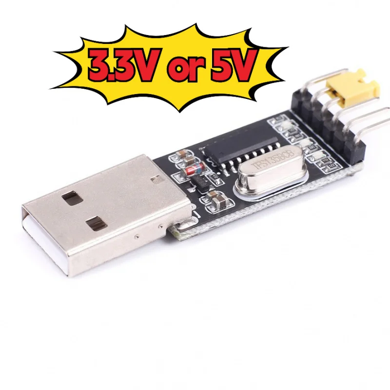 

High Stability CH340G USB to TTL Serial Converter Module with Switchable 3.3V/5V Logic, Three Status LEDs