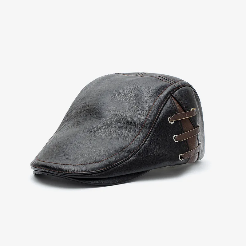 

Fashion Men's Peaked Cap Personalized Perforated Strap Design Go Out In Autumn And Winter All-matching Peaked Cap