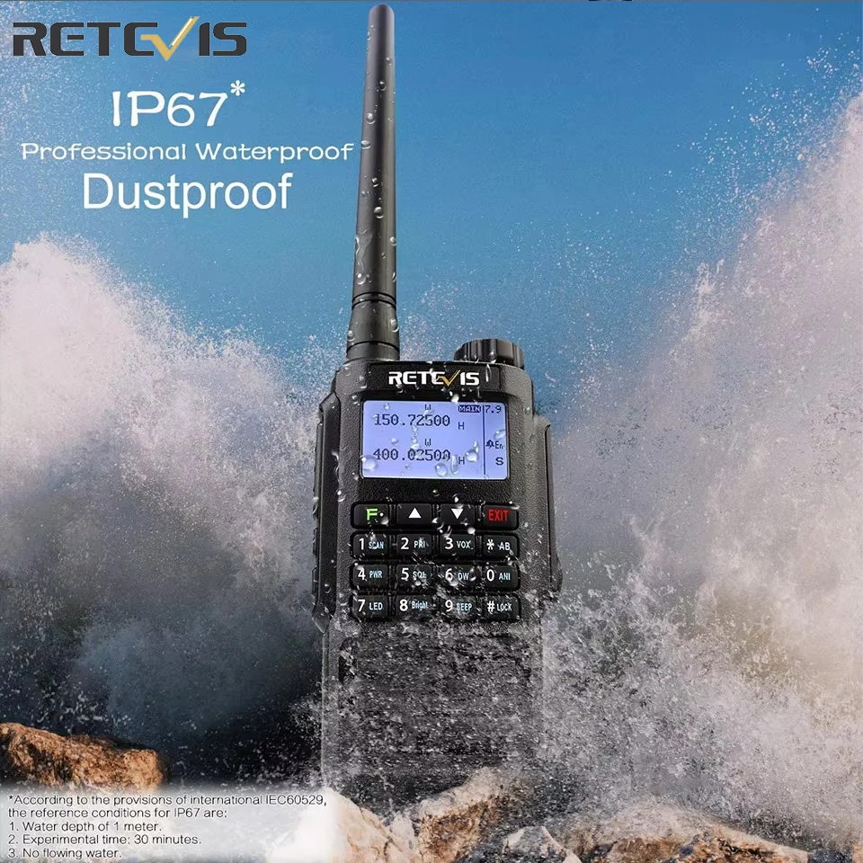 Retevis-walkie talkie rt87防水ip67,アマチュア無線,双方向,5w vhf uhf,デュアルバンド,アナログ,ハンティングht airsoft