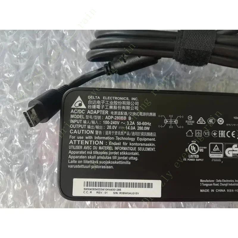 Genuine for DELTA ADP-280BB B 20V 14A 280W AC Adapter For MSI GE66 GE76 GP76 Clevo X170SMG Gaming Laptop Power Supply Charger