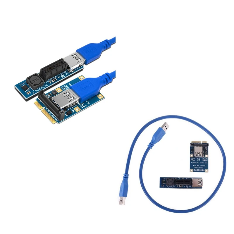 Mini PCIE To PCI-E X1 Expansion Card PCI-E Riser Card SATA Power Connector USB3.0 Cable PCIE Extender