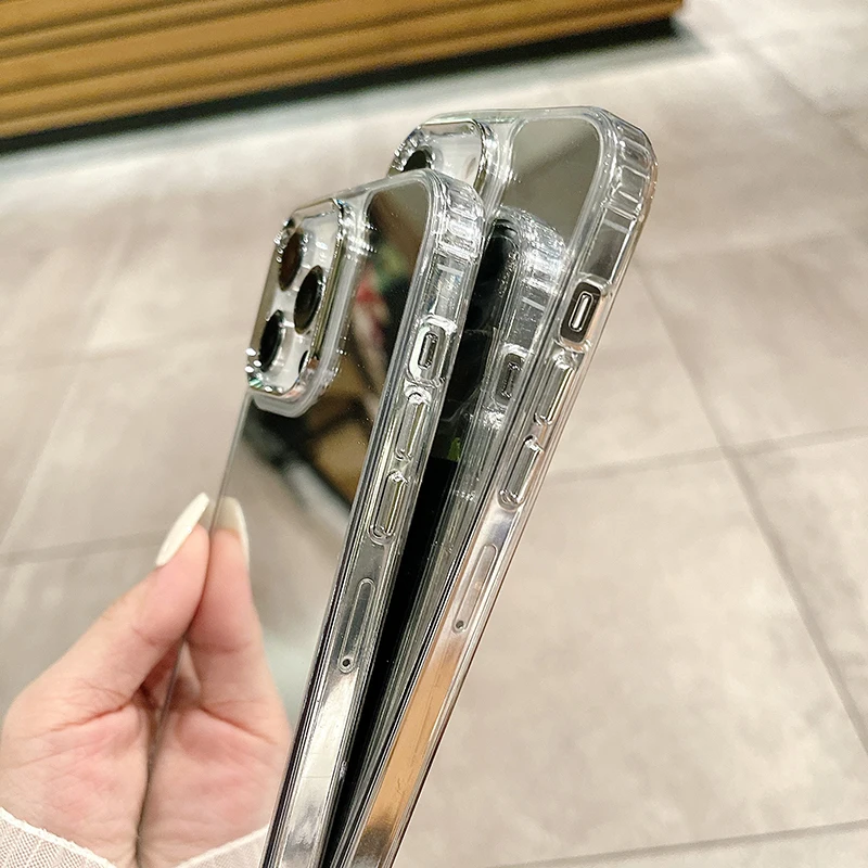 Luxury Cute Makeup Mirror Phone Case For iPhone 16 15 14 13 12 11 Pro Max XSmax XR Xs X 8 7 Plus Ultra-thin Silicone Cover image 4