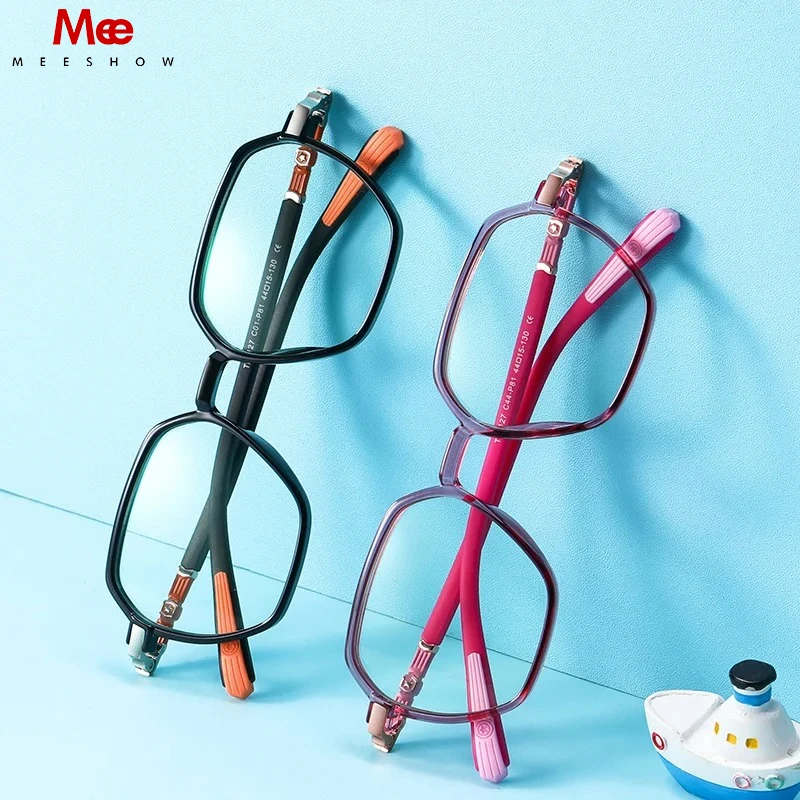 Meeshow Fashion Kids Anti Blue Light Ultra Light TR90 Silicon Chinlren Boys&Girls Prescription Customized Myopia Eyeglasses 5127