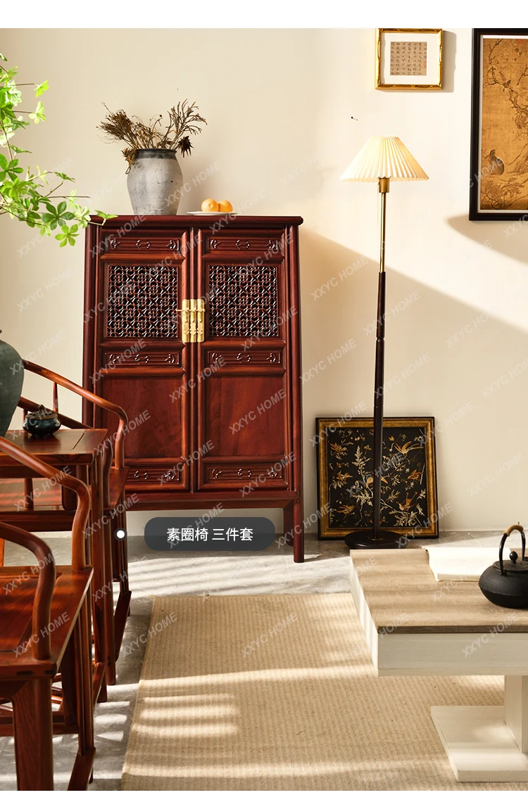 Mahogany furniture storage cloud pattern new Chinese tea cabinet simple and modern