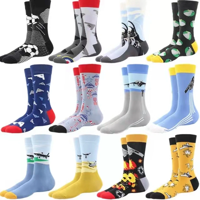 

Хит продаж, счастливые мужские носки, женские новые носки с мультяшным рисунком, забавные мужские носки большого размера из чесаного хлопка, толстые длинные носки в стиле Харадзюку, хип-хоп