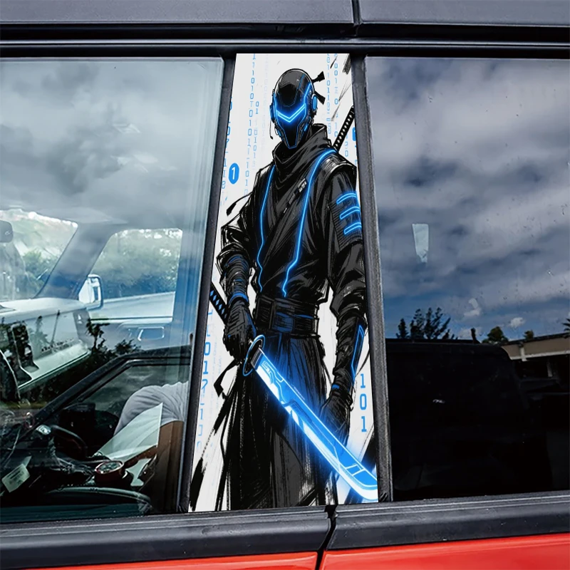 

2 штуки автомобильных наклеек на B-стойку, защитная пленка Cyber ​​Ninja, пленка из ПВХ-материала