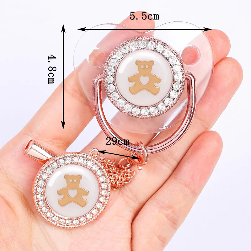 2023 Pasgeboren Baby Fopspeen Clips Transparante Bling Siliconen Tepel Baby Fopspenen Houder Bijtring BPA Gratis Kraamcadeautjes