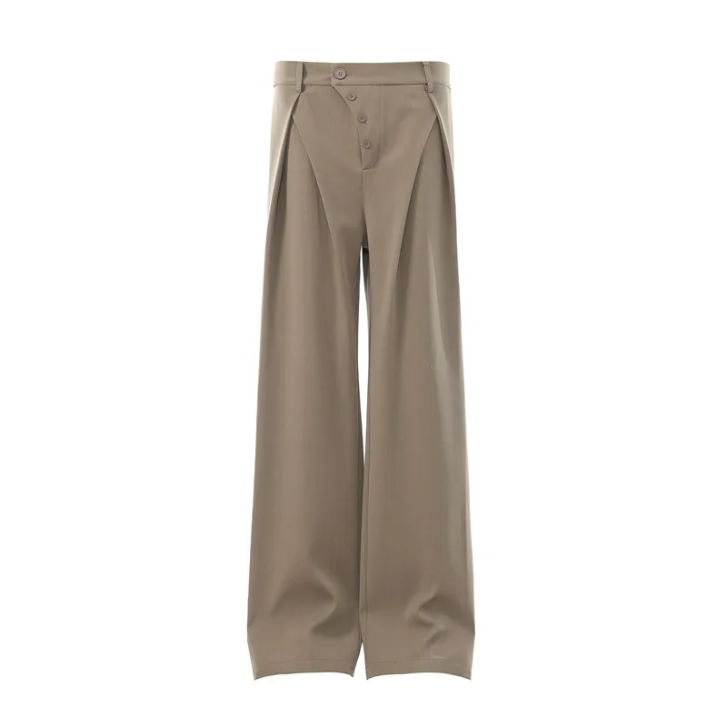 Old Money Aesthetic Herrenhose mit Gabelfalten, unregelmäßiger Schnalle, Retro-Klassik-Passform, Stretch, gerade geschnittene Freizeithose für Herren – Detail 8