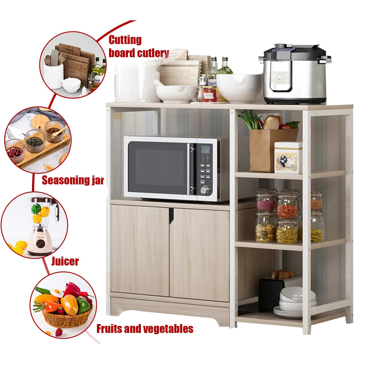 Coffee Corner Coffee Cabinet Kitchen Cabinet  Multi-Function Sideboard Landing Microwave Oven Shelf Household Space-Saving