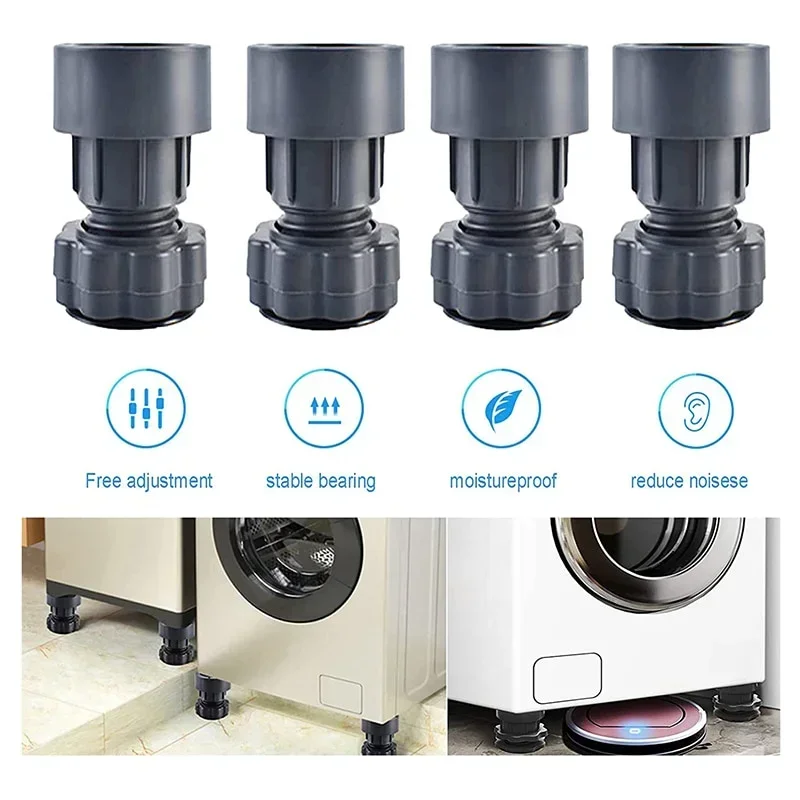 4pcs Shock-absorbing Washing Machine Anti-run Pad Increase Foot Pad Drainage Adjustment Level Can Be Shock-proof Furniture Base