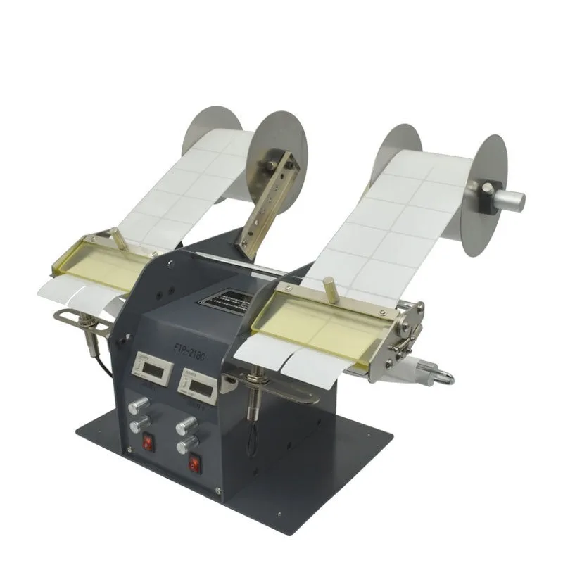 Electric Double Head Label Stripping Machine Label Rolls Packageing Peeler Dispenser 120/160/180/200MM Width Commercial Use