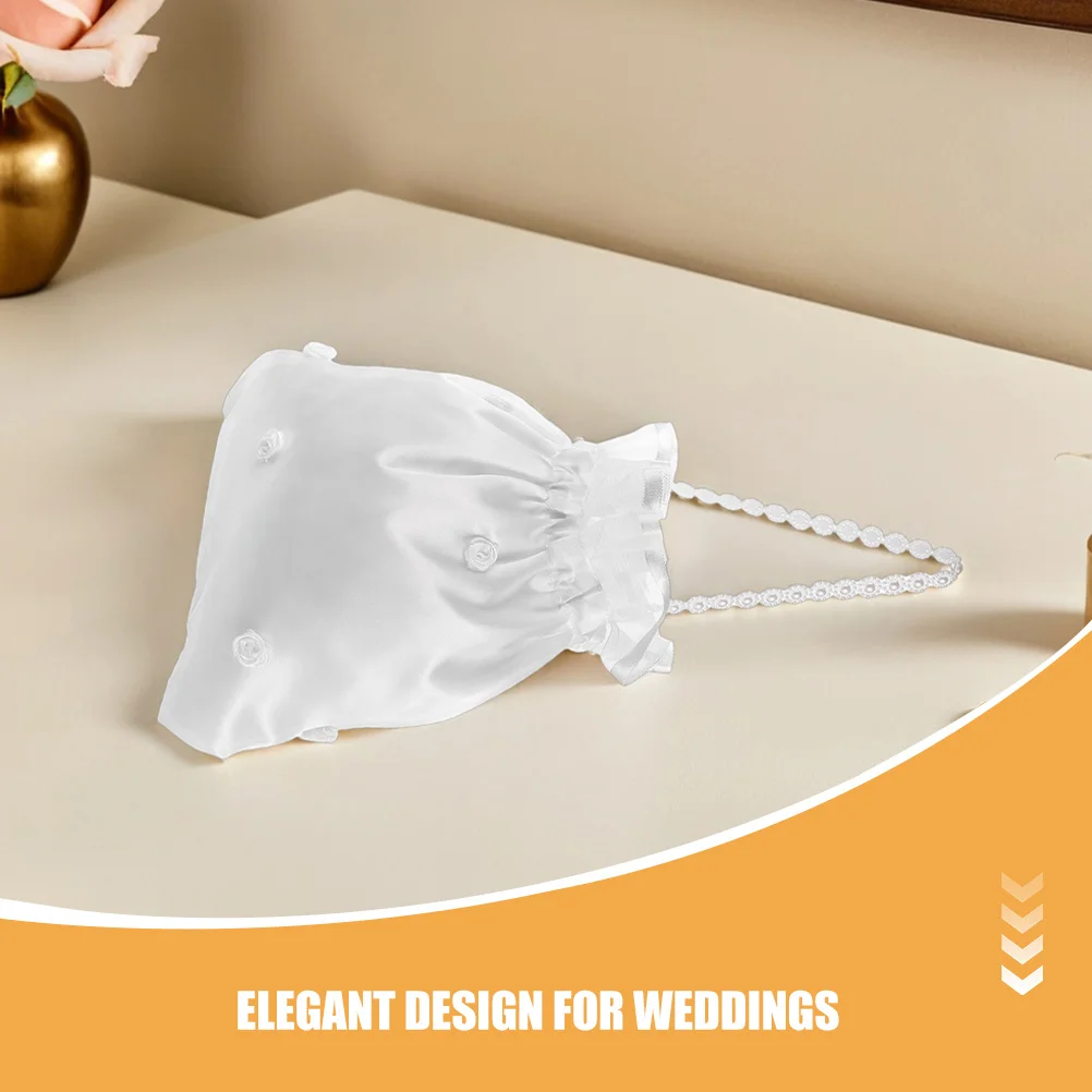 3 قطعة حقيبة الزفاف الساتان الزفاف مزينة بالزهور محفظة المال للعروس وصيفه الشرف مخلب صغير إكسسوار الحفلات المسائية