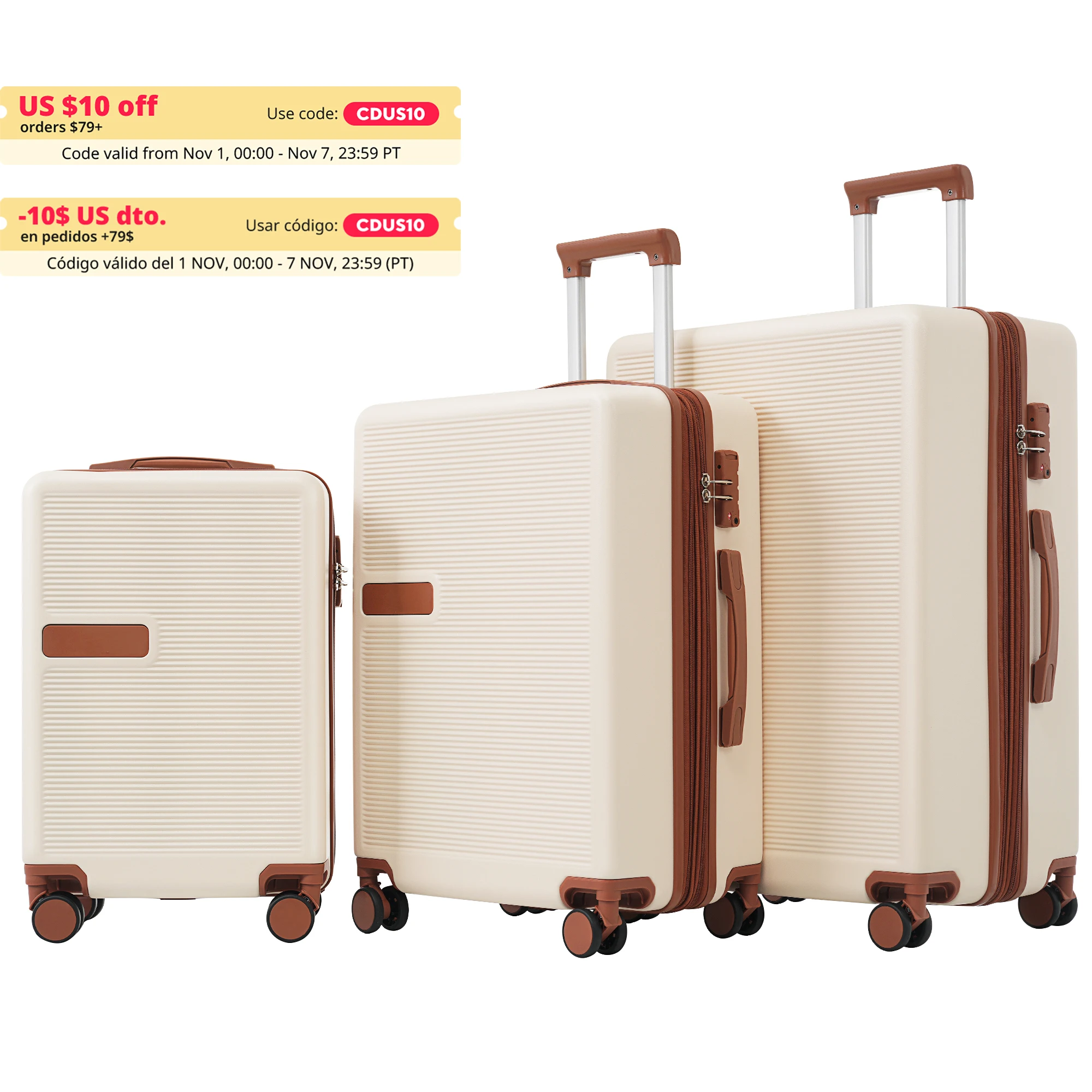 Contrast Color 3 Piece Luggage Set Hardside Spinner Suitcase with TSA Lock 20