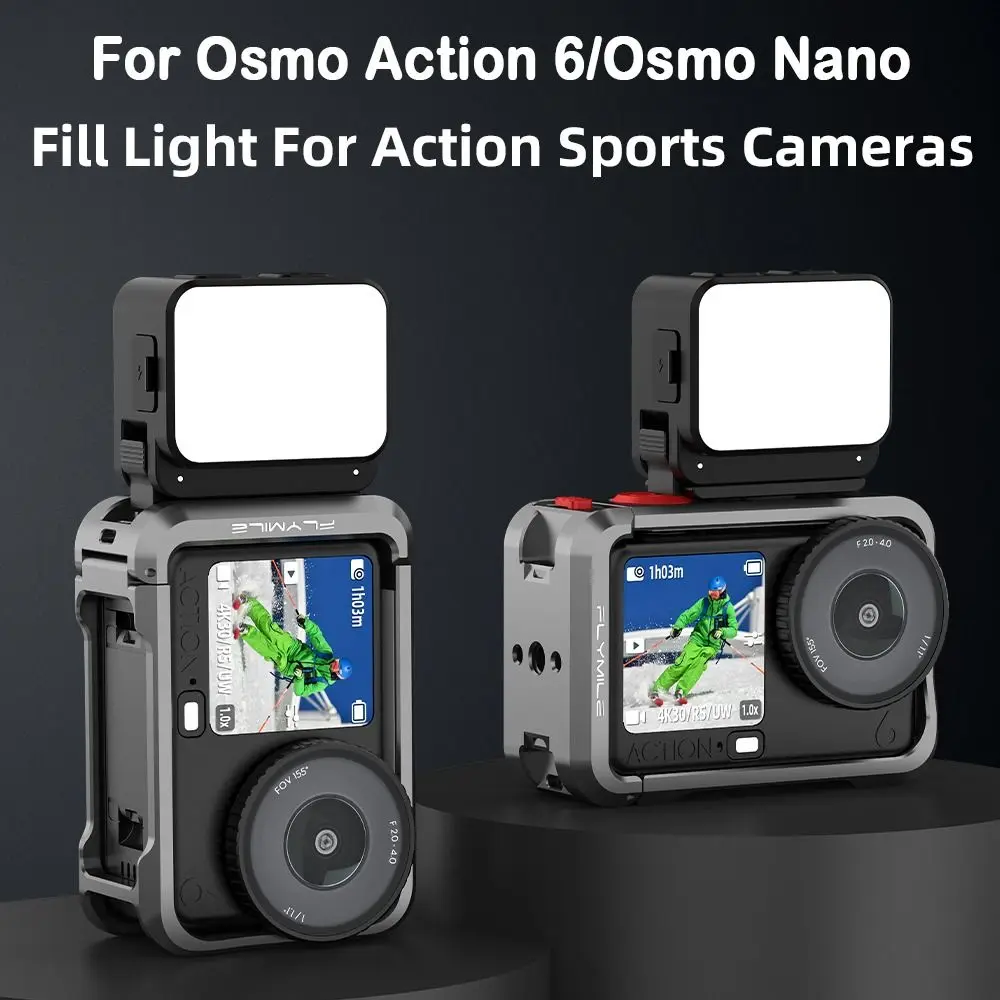 

Rechargeable Magnetic LED Fill Light Quick Release 4-Level Dimming Photography Lighting for DJI Osmo Action 6/Osmo Nano