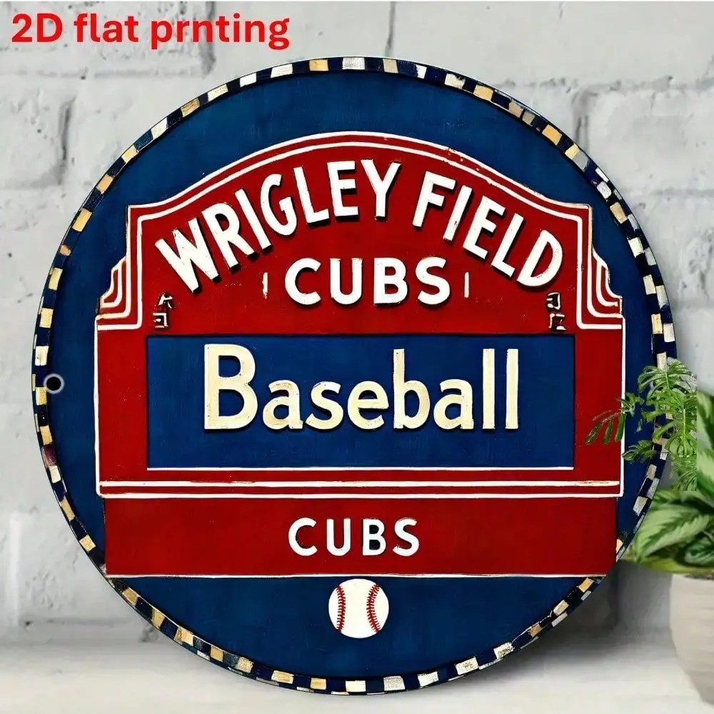Letrero de Aluminio Vintage del Wrigley Field 8x8, Decoración Retro de Pared de los Chicago Cubs