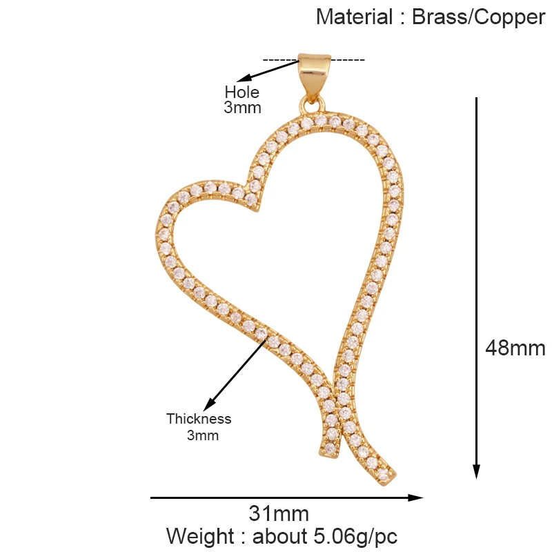Mode Bunte Zirkon Brenn Liebe Herz Charm Anhänger, Echt 18K Gold Überzogene Halskette Armband DIY Handgemachten Schmuck Liefert S26 – Detail 15
