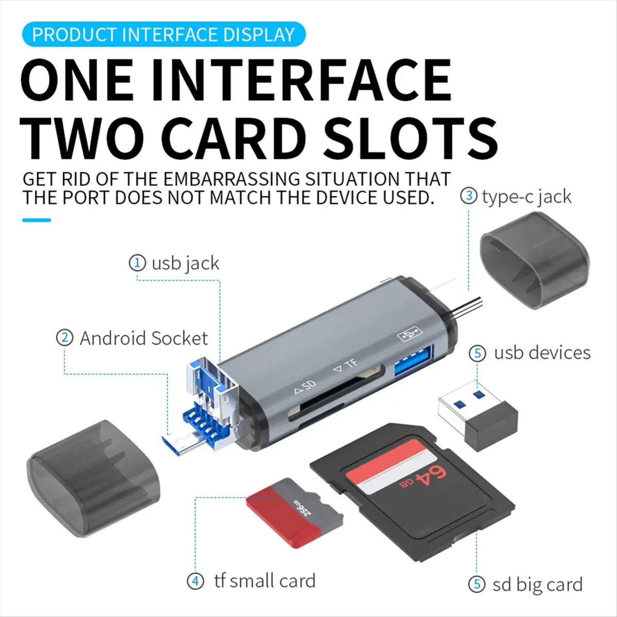AU47-OTG Type C Micro-SD Card Reader Type C to Usb OTG Adapter USB 3.0 TF Card USB Flash Drive Type C Card Reader
