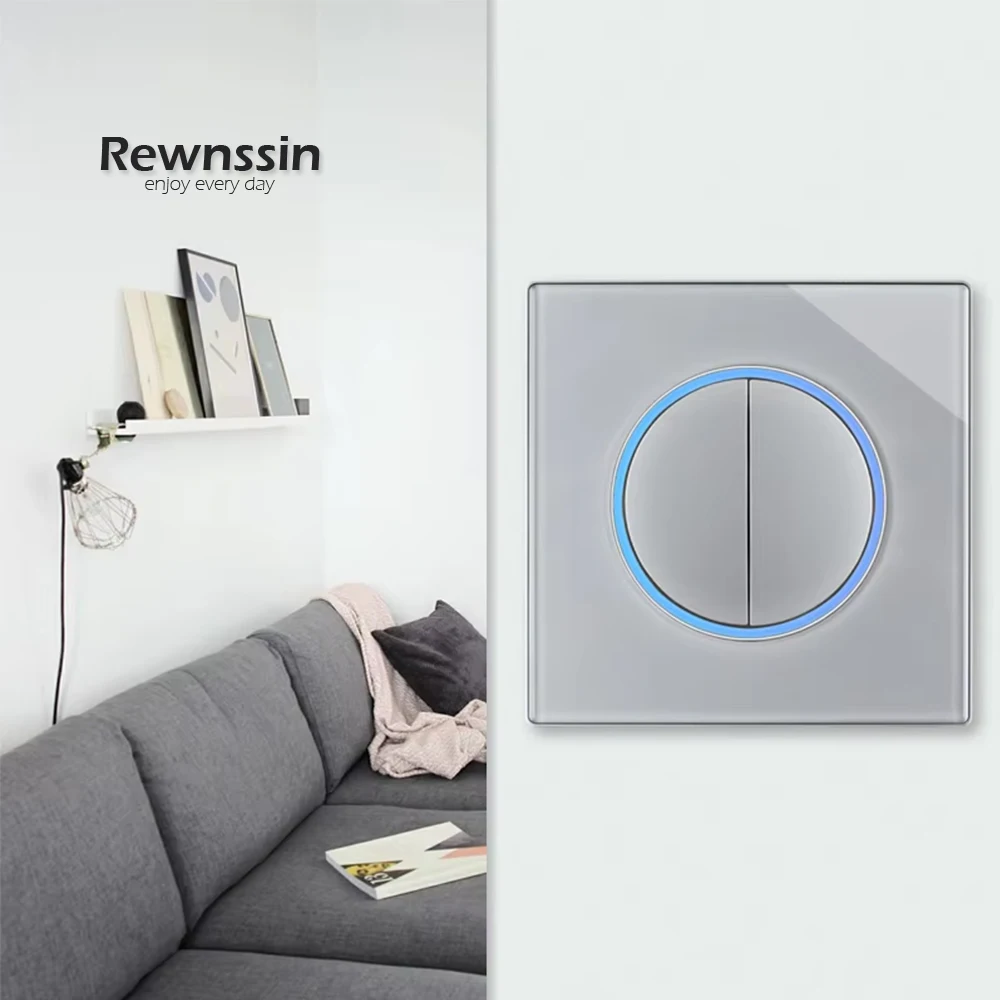 

Wall Light Switch 1 2Gang 1 2 Way Universal Socket With Dual USB Power Socket White Glass Panel Electrical Standard Power Outlet