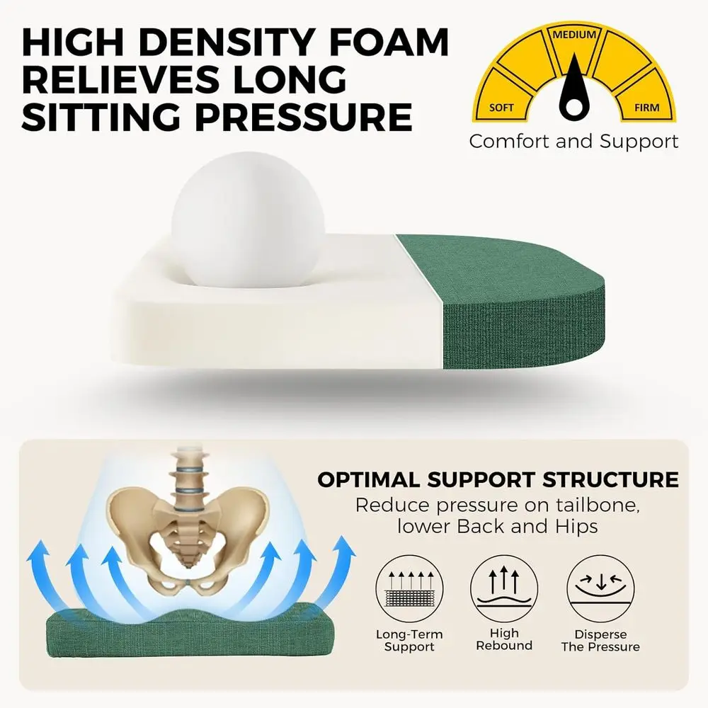 Cuscinetti per sedie da pranzo imbottiti verdi 16x16x2, schiuma morbida con lacci, antiscivolo, confezione da 6
