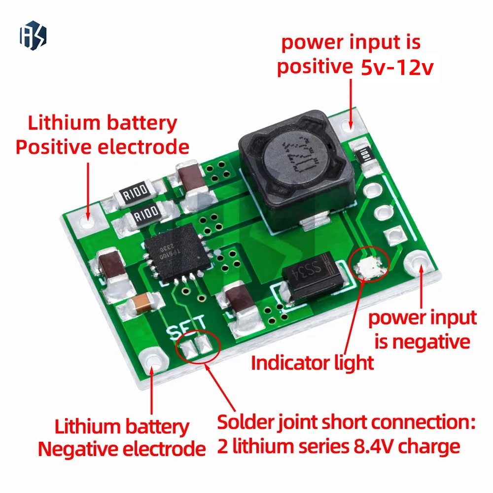 TP5100 Doppel-Einzel-Lithiumbatterie-Lademanagement, kompatible 2A wiederaufladbare Lithiumplatte