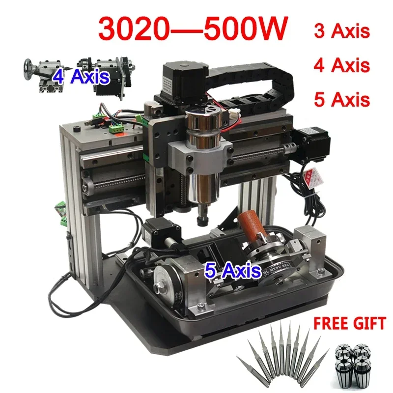 220V 110V LY 3020F CNC Engraving Machine 3/4/5 Axis Square Line Rail Wood Router PCB PVC Milling Engraver Lathe with Water Tank