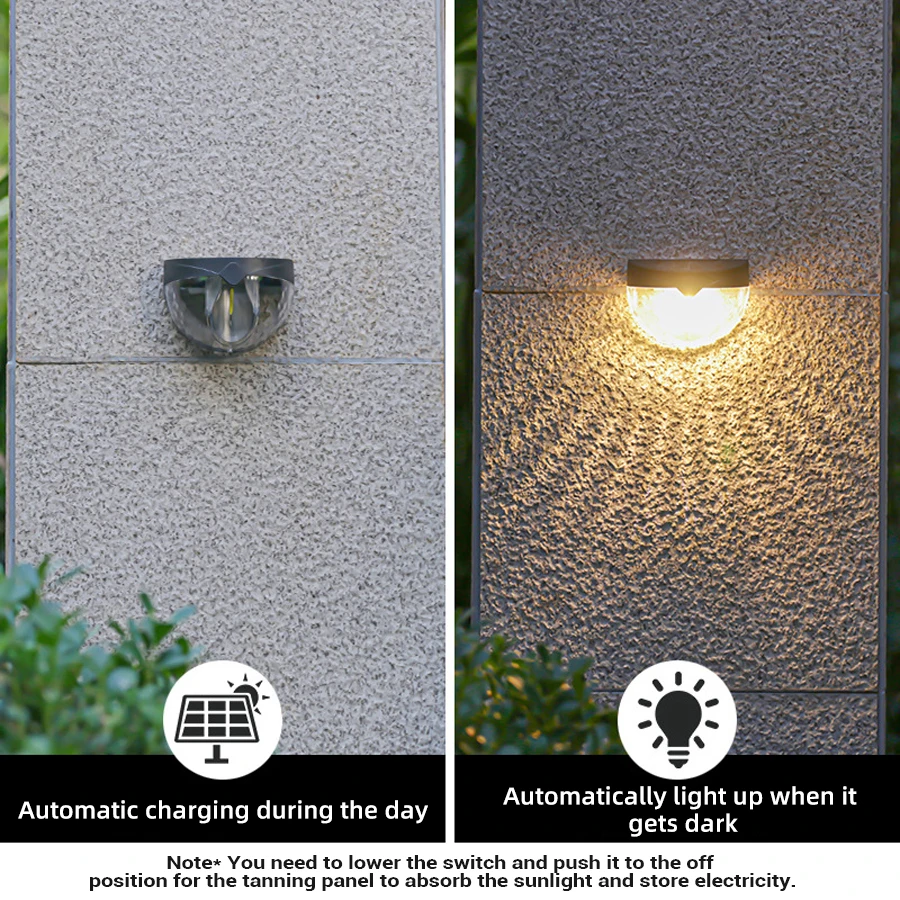 1-8Pcs LED Solar Light Wall Lamp tungsten lamp Waterproof Garden Stairs Balcony Solar Powered Lamps Outdoor Decoration Sunlight