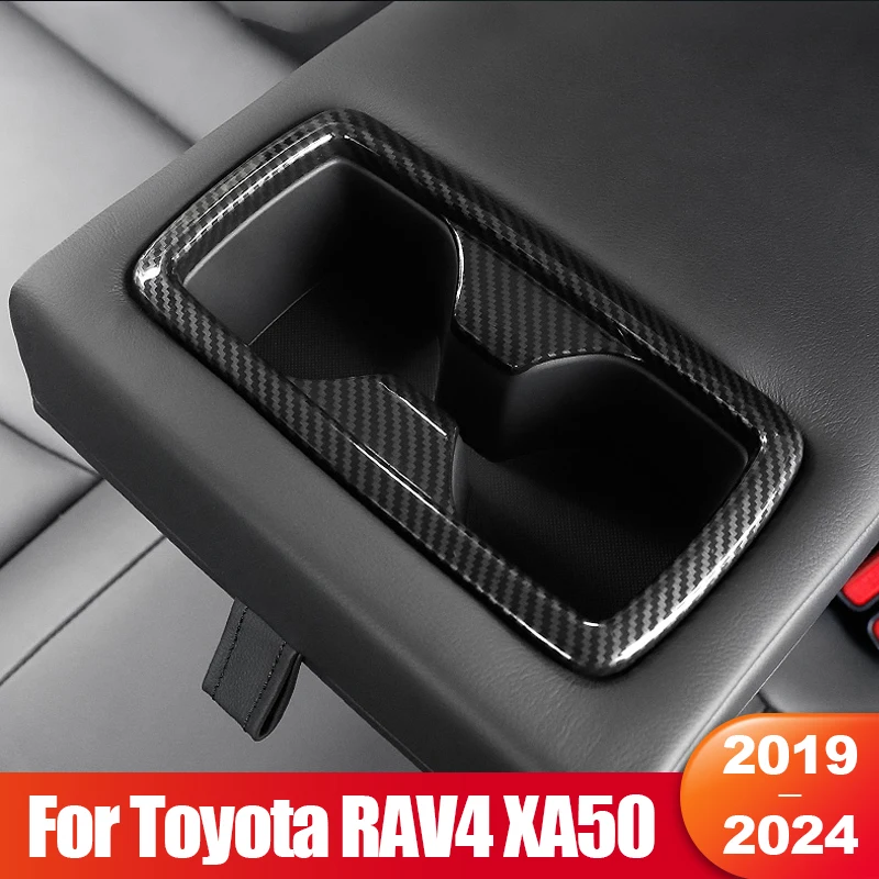 For Toyota RAV4 XA50 2019 2020 2021 2022 2023 2024 RAV 4 Hybrid ABS Car Rear  Row Water Cup Holder Cover Frame Trim Accessories