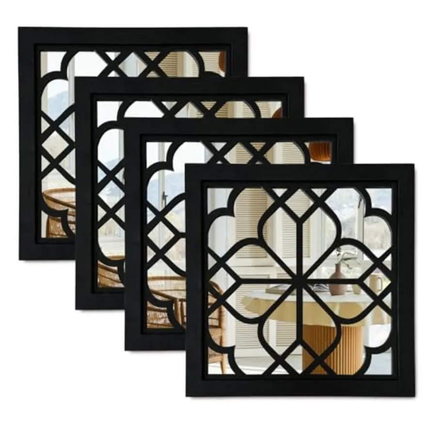 

Rustic Wall Mirrors for Bedroom Bathroom Living Room Entryway Wood Farmhouse Square Easy to Hang Framed Decorative Accent Hangi