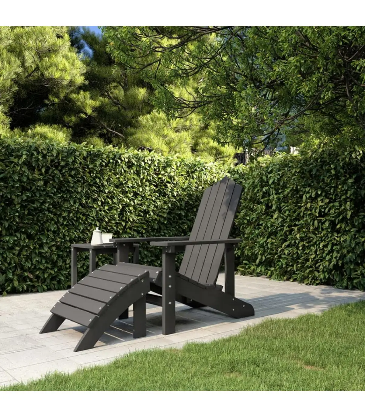 Garden chairs Adirondack garden chair with footrest HDPE anthracite