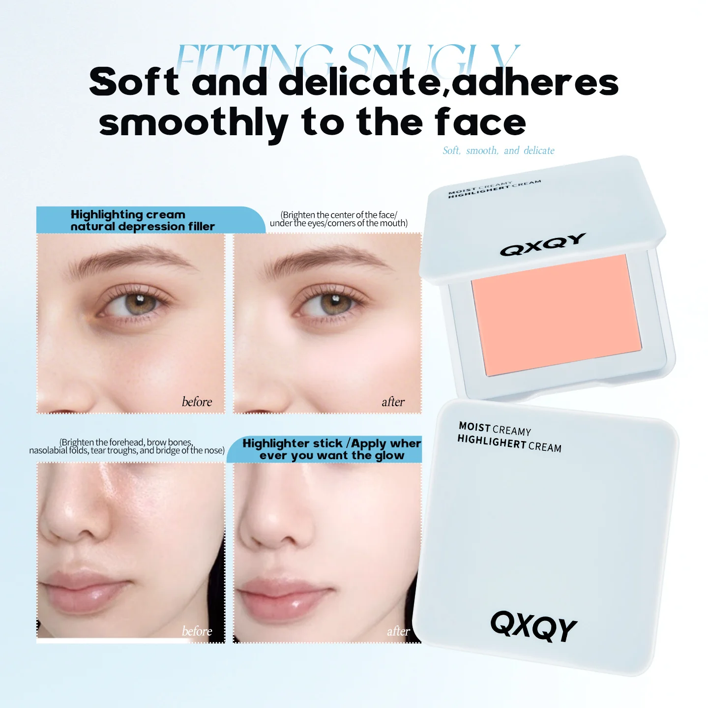 Crema evidenziatore cremosa umida Effetto schiarente naturale sul viso Trucco duraturo