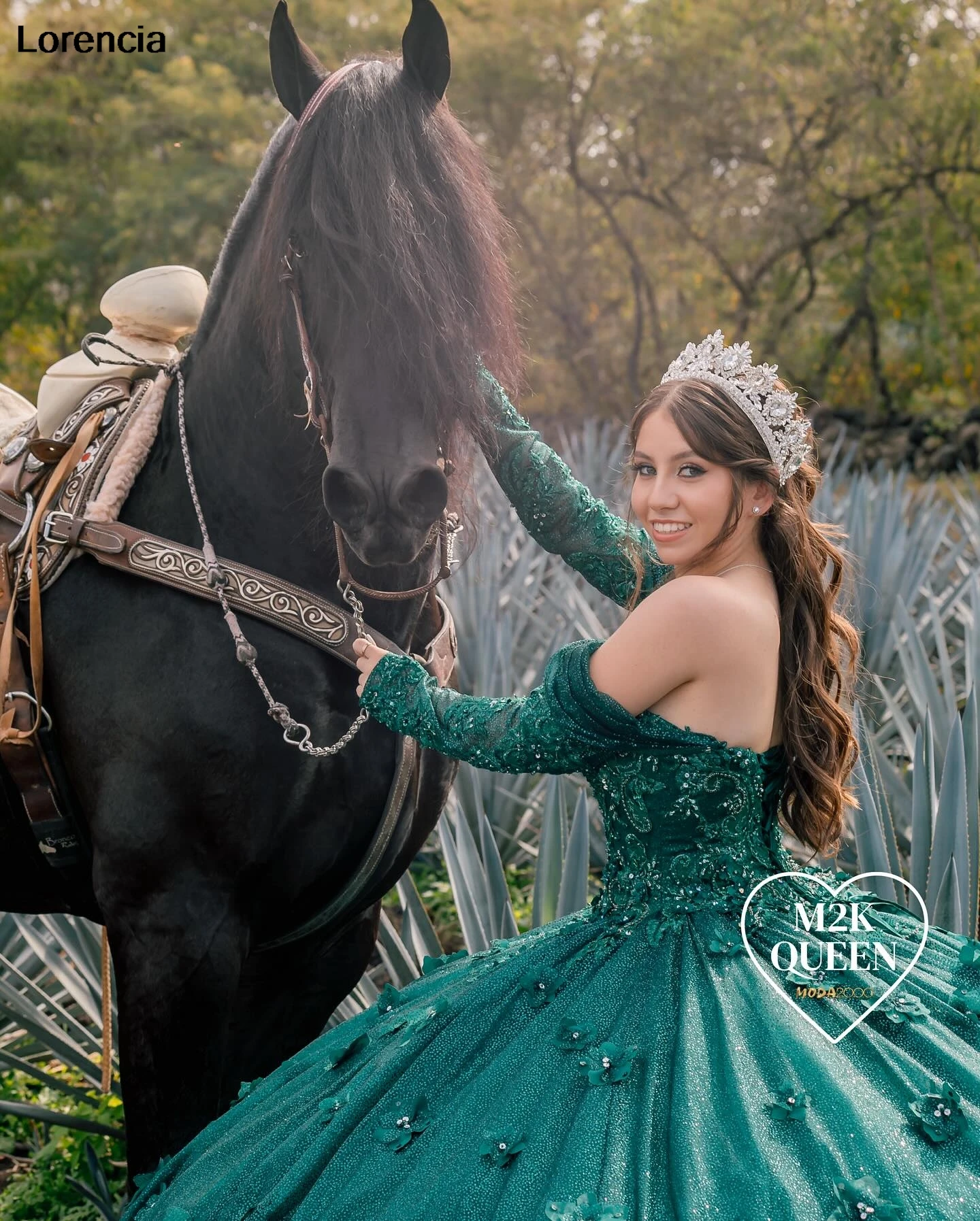 Customized Mexican Green Quinceanera Dress Ball Gown 3D Flowers Applique Beading Long Sleeve Sweet 16 Vestidos De 15 Años YQD889