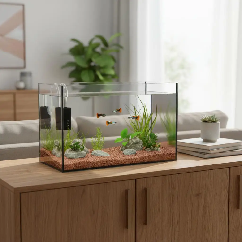 Aquarium mit transparentem Stauraum 40 x 25 x 25 cm Glas