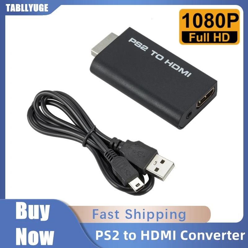 

For PS2 to HDMI-compatible Converter Adapter 480i 480p 576i Audio Video With 3.5mm Audio Cable Supports PC All PS2 Display Modes