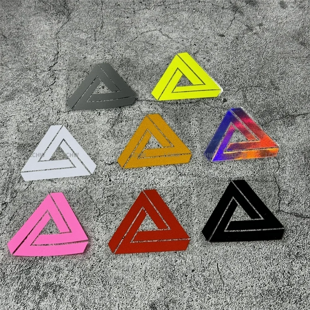 3x Impossible Penrose Triangle Vinyl Decal Optical Illusion Geometry Sticker for Car Helmet Laptop