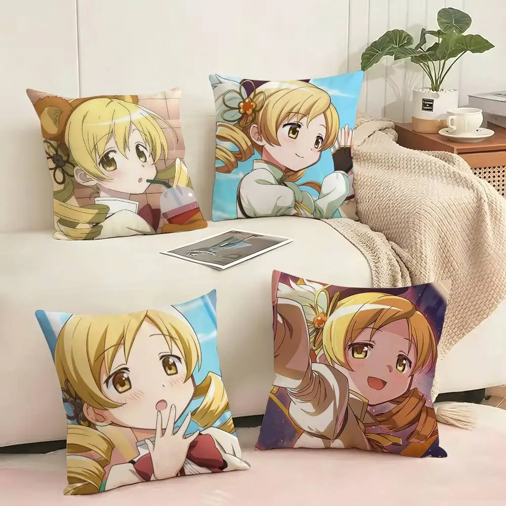 Cute T-Tomoe Mami Anime  Square Double-Sided printed Pillow Case Bedroom Bedside Pillow Sofa Cushion Cover Gift