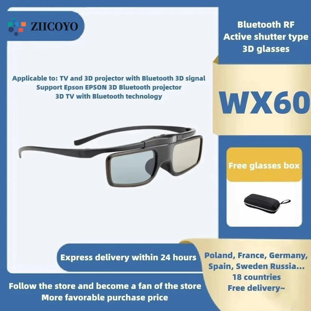 Bluetooth RF Active Shutter Type 3D Glasses Are Suitable For Epson Projectors And 3D TV Sets Supporting Bluetooth Technology