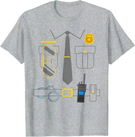 Polizisten-Kostüm Lustiges Polizisten-T-Shirt Y2k Persönlichkeit Einzigartige Geschenke Neuartige Fantastische Polizeikleidung mit Grafik – Detail 6