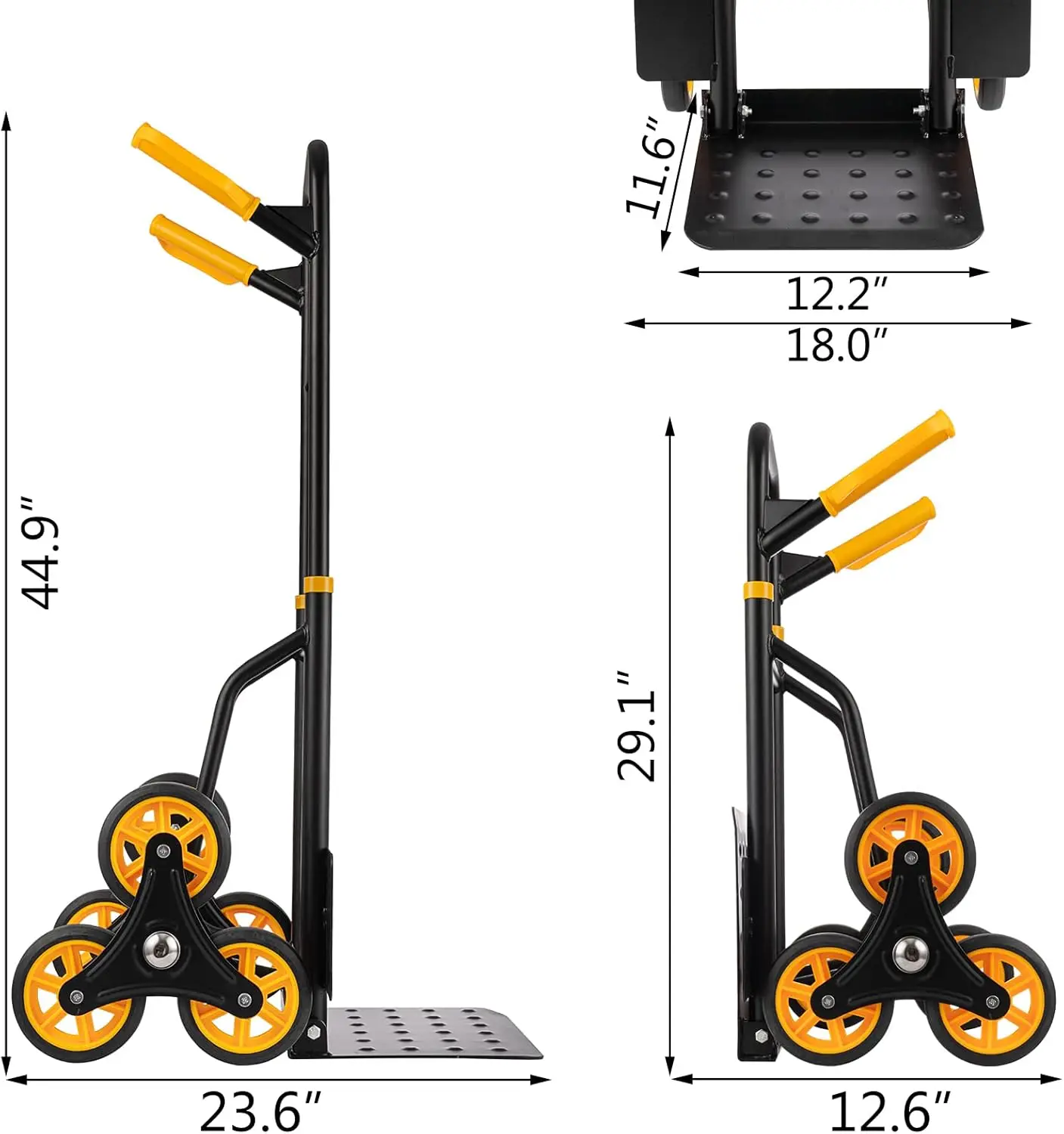 Climber Hand Truck, Heavy-Duty Hand Truck Dolly 330 Lbs Capacity, Foldable Trolley Stair Climber with 12.2