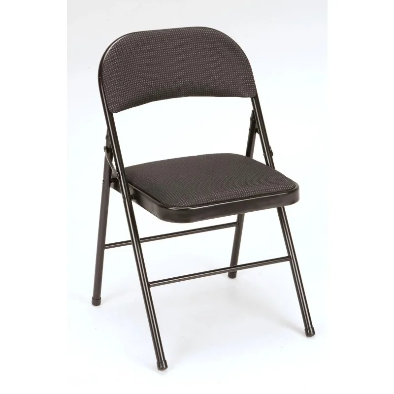 Deluxe Fabric Padded Folding Chair, Black,Low Maintenance,Heavy Duty and Durable,Folds Flat,18.50 x 18.50 x 30.10 Inches