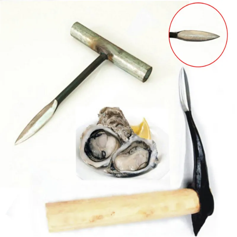 Cuchillo de ostras profesional, herramienta de acero inoxidable, concha de ostras abierta, herramienta de mariscos, mango de madera, cuchillos afilados para desplumar ostras