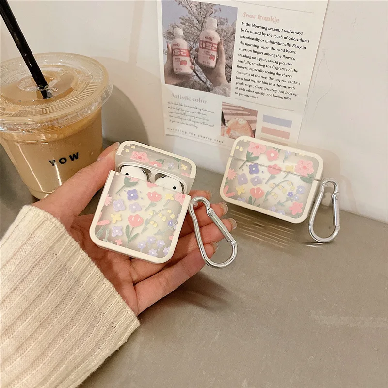 For AirPods Pro 2nd Case Ins Fashion Flower Silicone Cover For Apple AirPods 1 2 3 Girls Cute Earphone Charging Box With Keyring