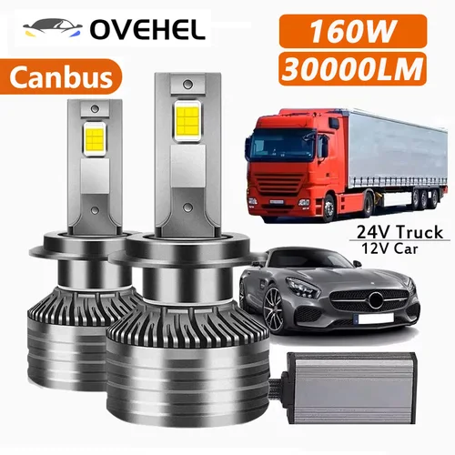 Faro LED Canbus H7 30000LM CSP H4 H1 H11 9005 9006 HB4 9012 HIR2 160W 6000K bombilla LED para coche luz antiniebla 12V 24V camión