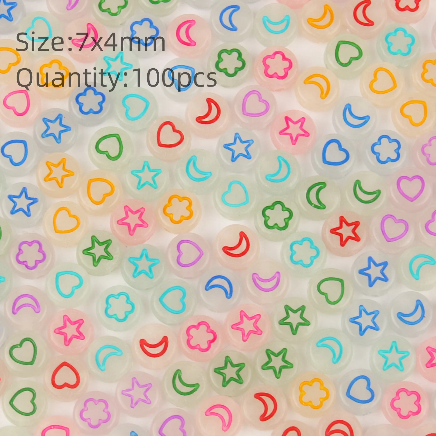 100pcs Luminous Acrylic Beads Pony Beads Glow in the night Letter Heat Spacer Bead For Bracelet Necklace DIY Accessory Wholesale