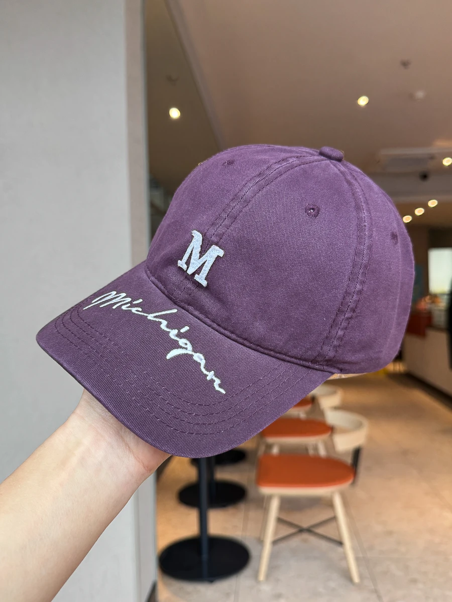 

Vintage letter embroidery washed baseball cap wide brim big head circumference peaked cap men's trend
