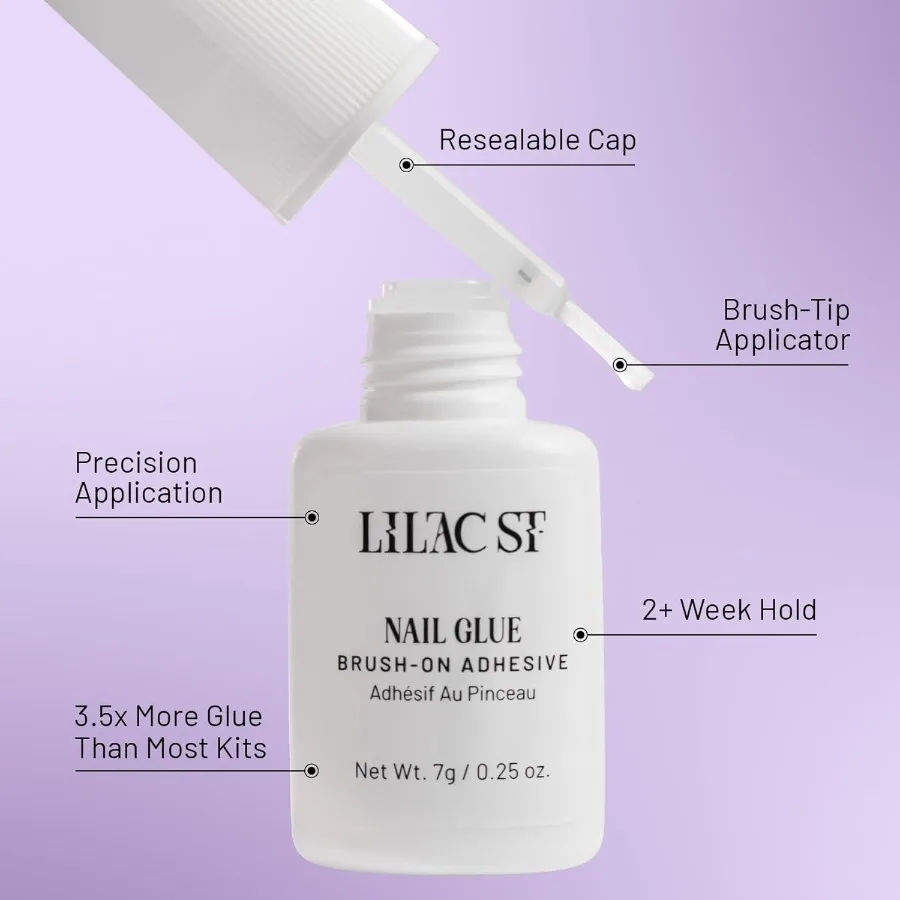 Prensa sobre uñas chapada en cereza con acabado cromado y brillante en forma corta de almendra 30 uñas 15 tamaños Incluye pegamento para uñas BrushOn N