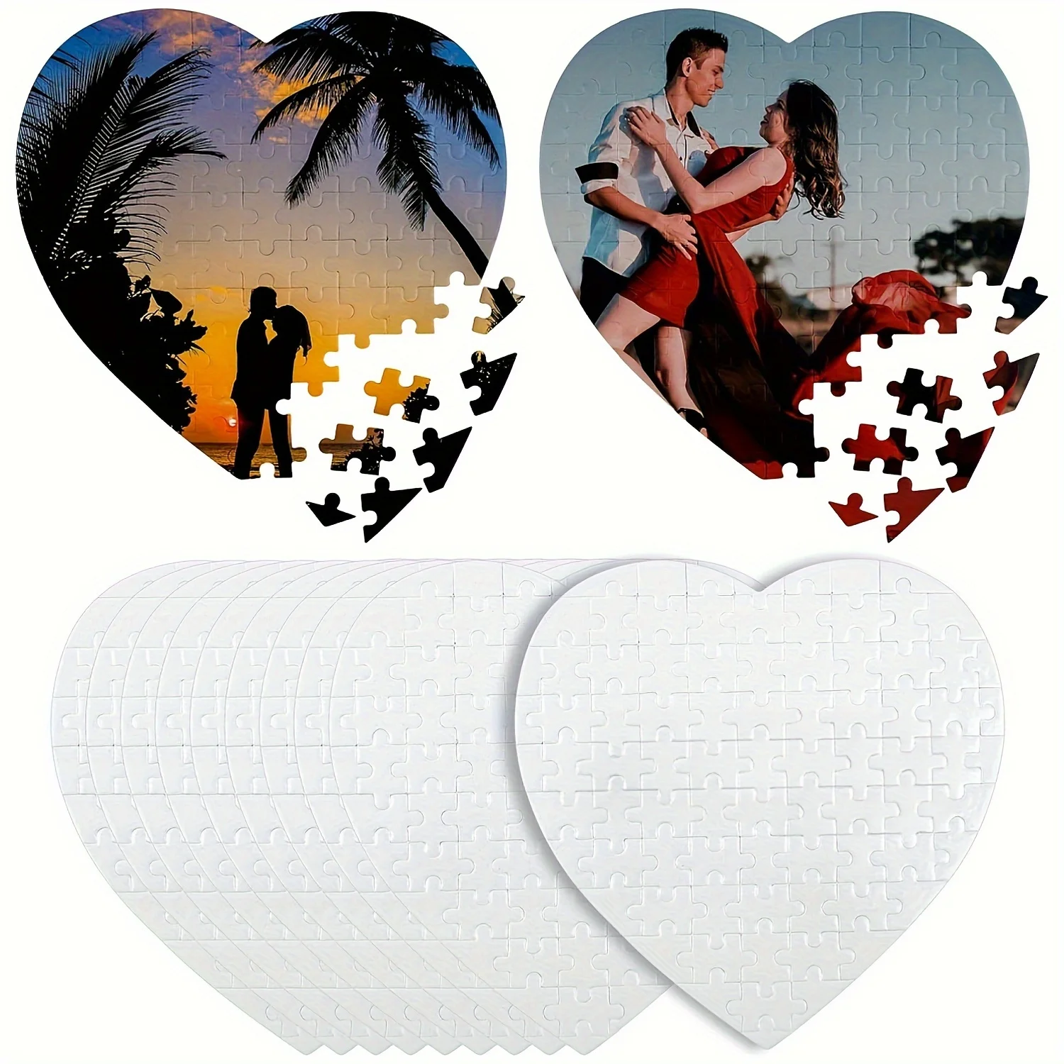 

10/20 Sets Heart White Puzzle Blank Puzzles DIY Blank Puzzle For SublimationTransfer Thermal Transfer Heat Press Printing Crafts