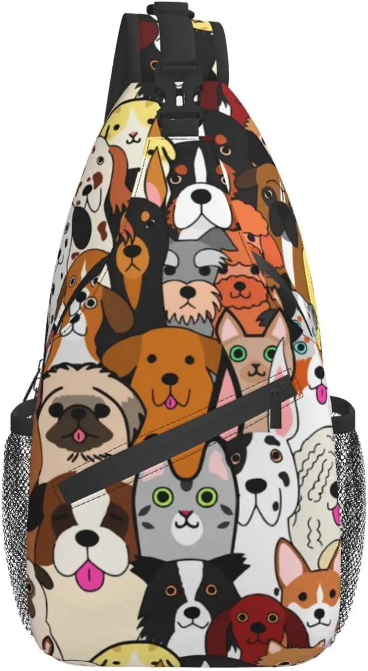 

Dog Puppy Sling Backpack Crossbody Shoulder Bag Travel Hiking Daypack Casual Bookbag One Size