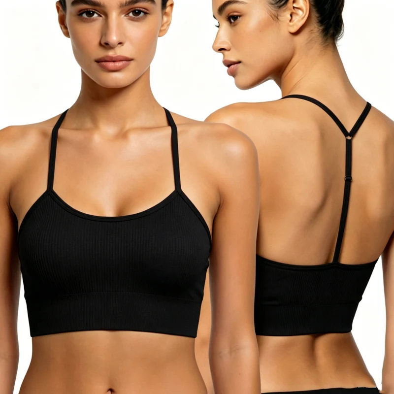 Solid Color Y Shape Belt Yoga Vest For Women High Strength Fitness Tight Sport Bra Female Ribbed Breathable Gym Workout Tank New